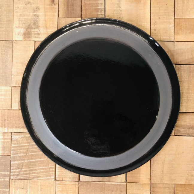 Elephantom.Design Ensemble de 4 assiettes texturées - Grès émaillé noir - 16 à 26 cm - Fait main • Basalte