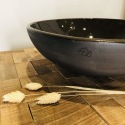 3D-patterned salad bowl - brown stoneware - 28 cm - handmade • Cocoa