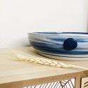 Salad bowl - White and blue porcelain - Handmade • Hurricane