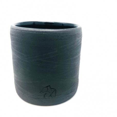 Coffee cup - anthracite stoneware - 150 ml - handmade • Basalt