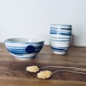 Bowl - White and blue porcelain - Handmade • Hurricane