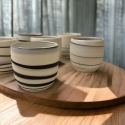 Ensemble 6 tasses à café - Porcelaine blanche et noire - Création artisanale • Cyclone
