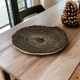 Magnifique centre de table aux bords craquelés - Grès émaillé brun à effets  - Artisanat • Savane