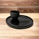 COFFRET CADEAU - Service apéro constitué d'un plateau et d'un bol texturé - Grès noir - Artisanat • Basalte