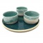 COFFRET CADEAU - Trio bols à dips et assiette - Grès émail turquoise - Artisanat • Lagon