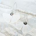 Hikari - Crochet d'oreilles Ginkgo • Porcelaine et platine