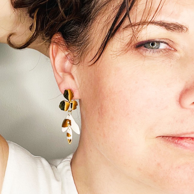 SOLENE • Boucles d'oreilles  - Porcelaine et or SOLENE • Boucles d'oreilles  - Porcelaine et or