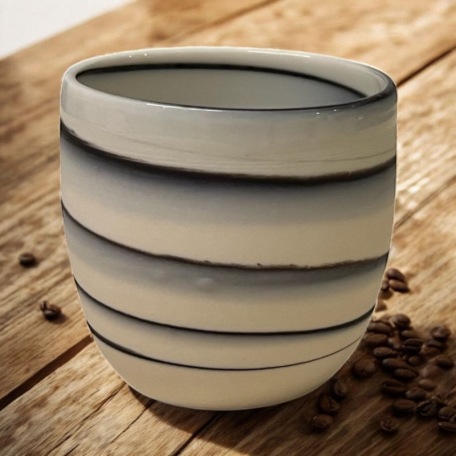 Tasse à café Blanche et Noire - Porcelaine • Cyclone