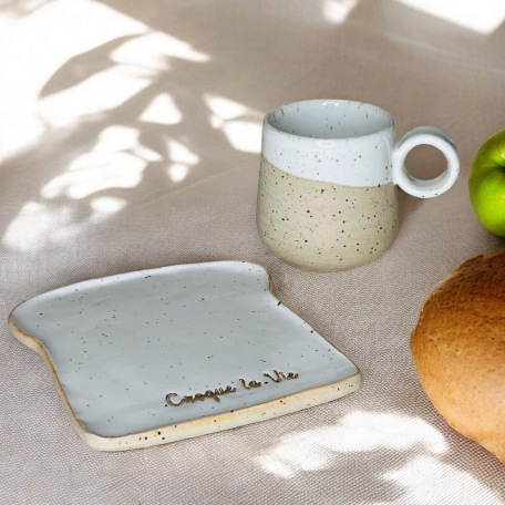 La tasse à café avec anse  - Grès pyrité - Fait main • Grains de beauté
