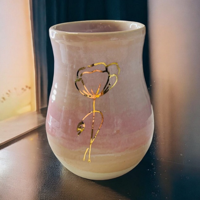 Le Vase Coquelicot - Grès - Artisanat  • Rose d'automne