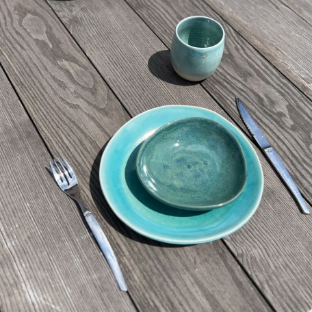 Bol turquoise foncé – Grès artisanal • Collection Lagon - Fin de série