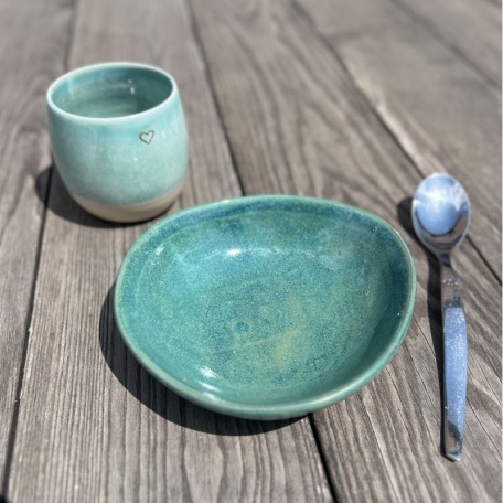 Bol turquoise foncé – Grès artisanal • Collection Lagon - Fin de série