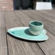 Assiette feuille  - Grès émail vert d'eau - Fait main • Lagon
