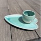 COFFRET CADEAU - Duo Assiette et Tasse Turquoise - Grès artisanal • Collection Lagon - Fin de série