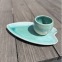 COFFRET CADEAU - Duo Assiette et Tasse Turquoise - Grès artisanal • Collection Lagon - Fin de série