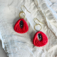 Carmenia – Crochets d’oreilles • Porcelaine Rouge texturée & Pyrite