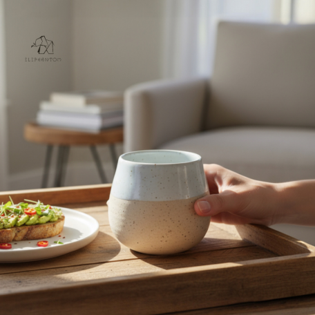 Tea cup - Turquoise glazed stoneware - 120 ml - Handmade • Lagoon