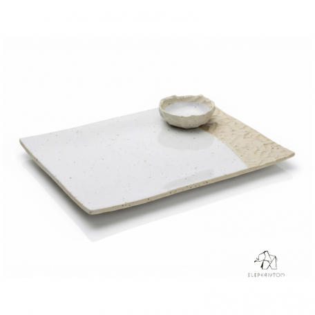 Coffret cadeau - Set à sushi - Assiette et petit bol - Grès Pyrité - Fait Main • Grains de Beauté