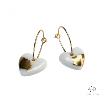LOVE • Boucles d'oreilles  - Porcelaine et or