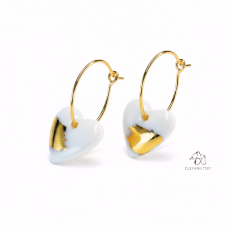 LOVE • Boucles d'oreilles  - Porcelaine et or