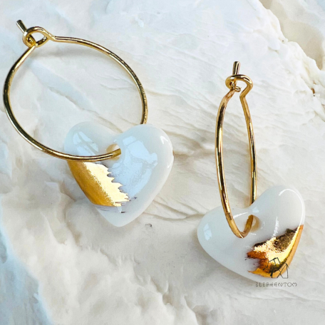 LOVE • Boucles d'oreilles  - Porcelaine et or
