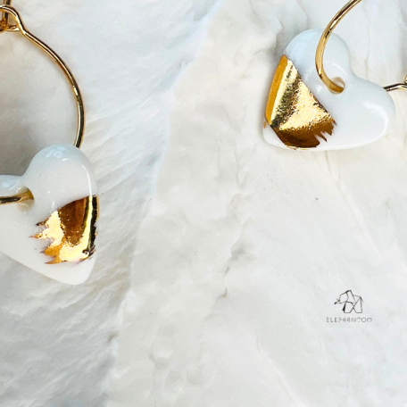 LOVE • Boucles d'oreilles  - Porcelaine et or