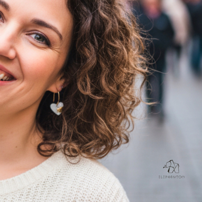 LOVE • Boucles d'oreilles  - Porcelaine et or