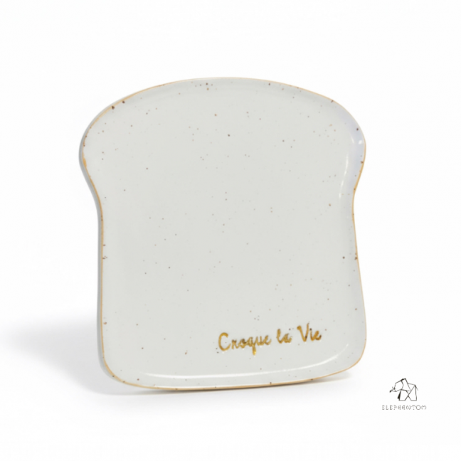 Coffret cadeau grande assiette "Croque la Vie" et soon petit bol coeur - Grès pyrité - Fait main • Grains de folie