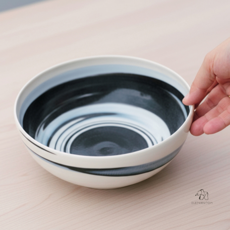 Saladier en Terres Mêlées - Porcelaine blanche et noire - Artisanat • Cyclone