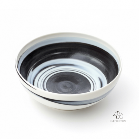Saladier en Terres Mêlées - Porcelaine blanche et noire - Artisanat • Cyclone