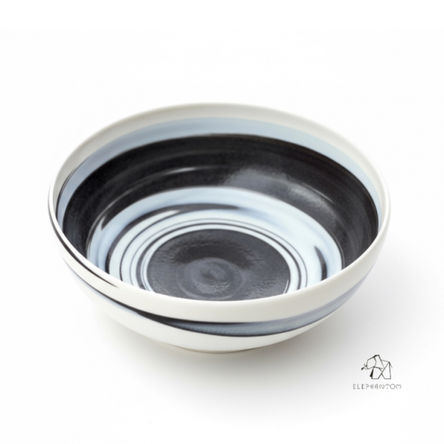 Saladier en Terres Mêlées - Porcelaine blanche et noire - Artisanat • Cyclone