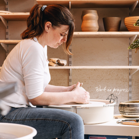 Cache-pot en Terres Mêlées - Porcelaine blanche et noire - Artisanat • Cyclone