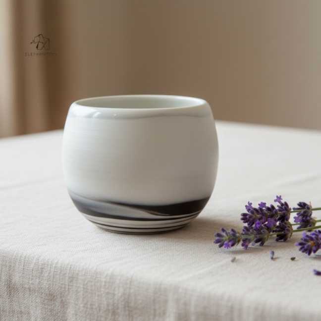 Tea / coffee cup - White porcelain - Craft creation - Sea Ice