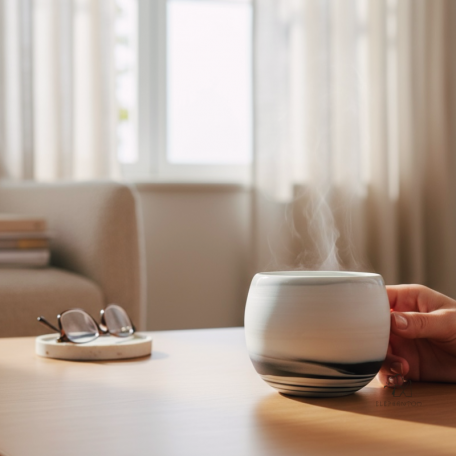 Tea / coffee cup - White porcelain - Craft creation - Sea Ice