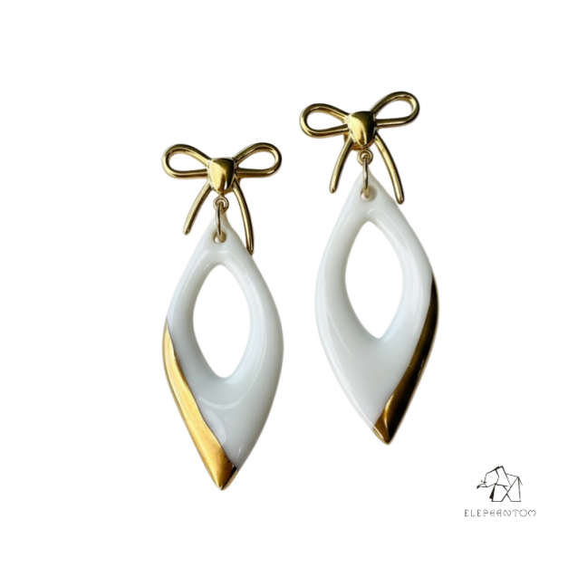 LILY • Boucles d'oreilles  - Porcelaine et or
