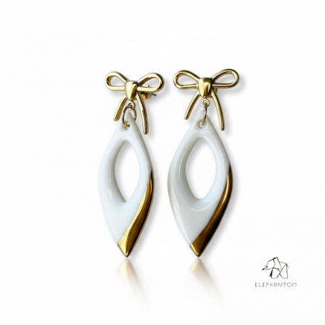 LILY • Boucles d'oreilles  - Porcelaine et or