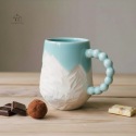 Mug / Latte cup with handle - Porcelain - Handmade • Sea Ice