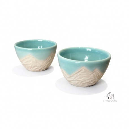 Gift box - Trio of dipping bowls and plate - Stoneware - Craft • Lagoon