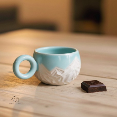 Tea cup - Turquoise glazed stoneware - 120 ml - Handmade • Lagoon
