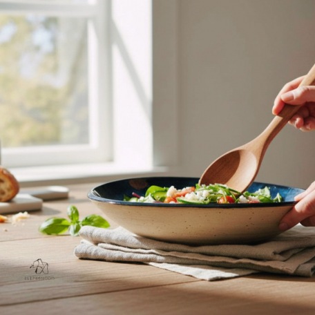 Black stoneware salad bowl - 15 cm - 100% handmade - Unique item • Basalt