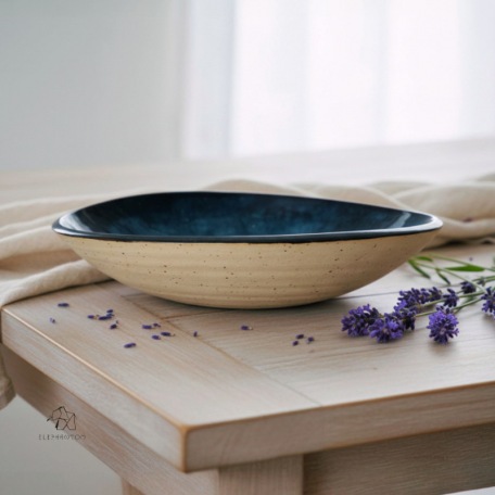 Black stoneware salad bowl - 15 cm - 100% handmade - Unique item • Basalt