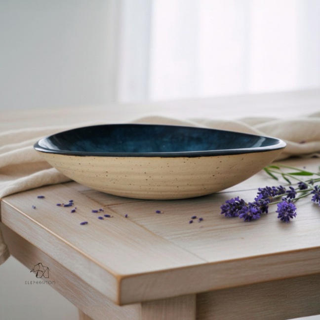 Black stoneware salad bowl - 15 cm - 100% handmade - Unique item • Basalt