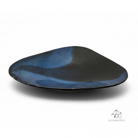 Grand plat de fête Bleu 40 cm - Grès pyrité • Création artisanale Céleste