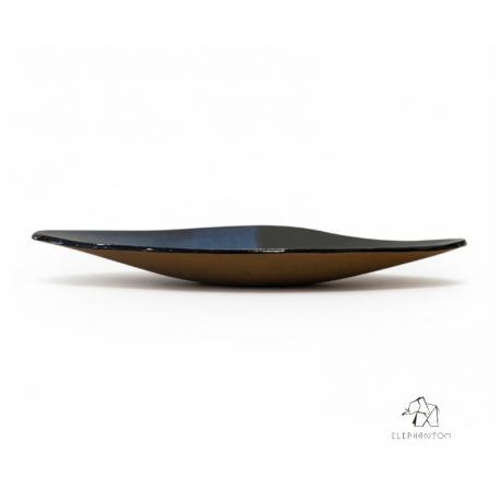 Grand plat de fête Bleu 40 cm - Grès pyrité • Création artisanale Céleste