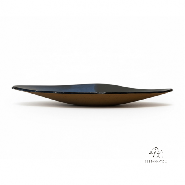 Grand plat de fête Bleu 40 cm - Grès pyrité • Création artisanale Céleste