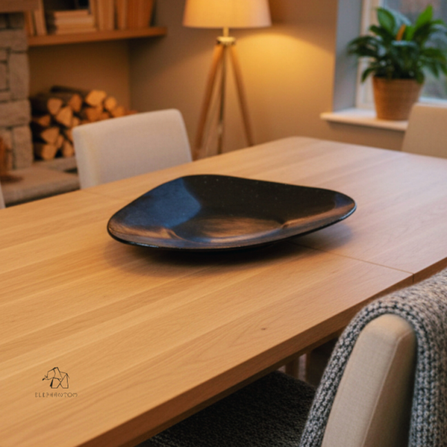 Grand plat de fête Bleu 40 cm - Grès pyrité • Création artisanale Céleste