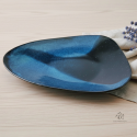 Grand plat de fête Bleu 40 cm - Grès pyrité • Création artisanale Céleste