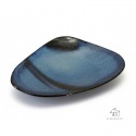 Grand plat de fête Bleu 40 cm - Grès pyrité • Création artisanale Céleste