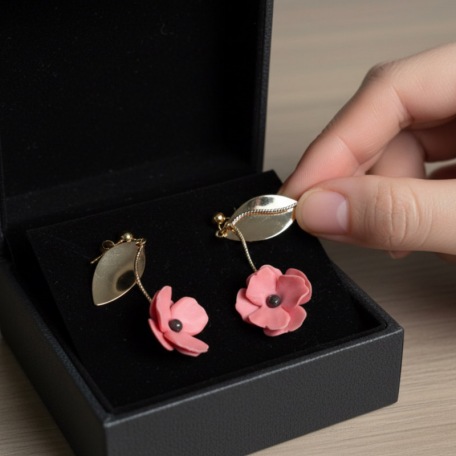 Juliette - Boucles d’oreilles roses • Bijou fleuri en porcelaine