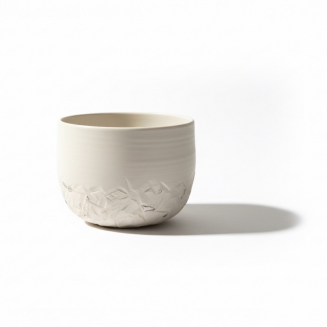 Bol Pyrénées au Relief givré • Porcelaine blanche & flocons argentés